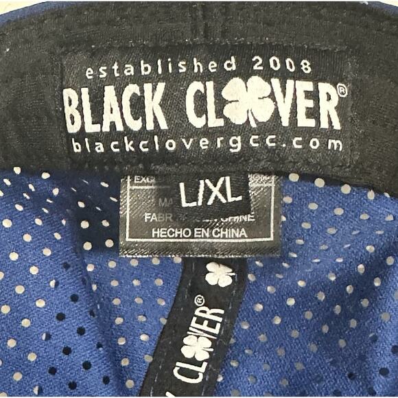 BLUE "Live Lucky" Black Clover Fitted Baseball Hat Cap, Stretch L/XL Mesh - Picture 6 of 6